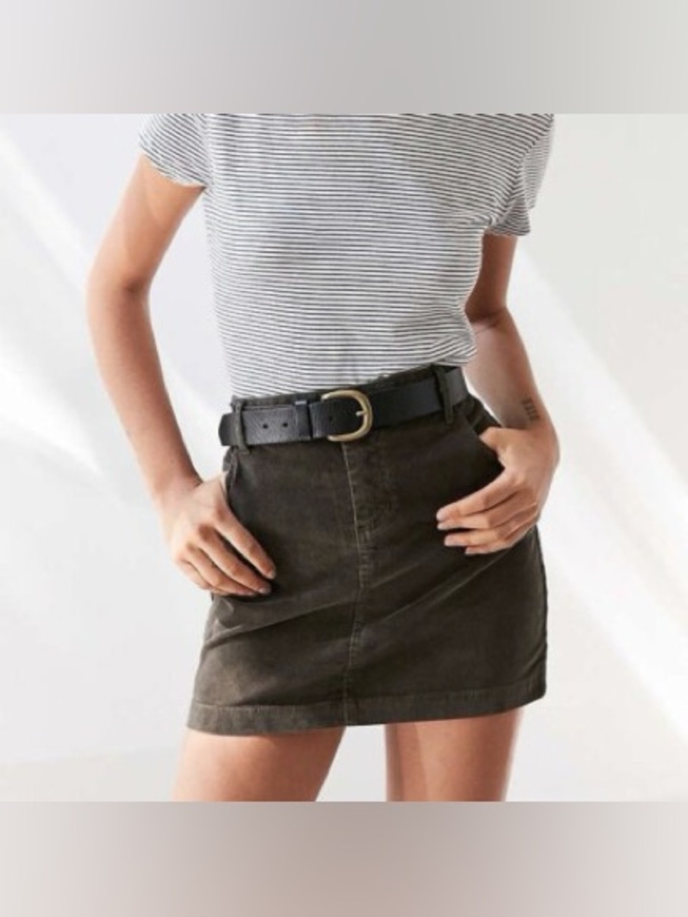 BDG Olive Green Corduroy Mini Skirt
